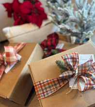 Load image into Gallery viewer, Two gift boxes wrapped in ribbon for the holidays.