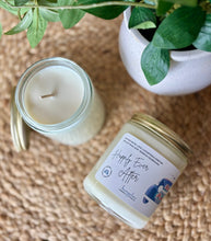 Load image into Gallery viewer, Happily Ever After 8oz soy candle in glass jar with gold lid made by Bungalow Candle Studio
