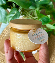 Load image into Gallery viewer, The Lemon & Basil scent from Bungalow's Classic Collection shown in the cute 4oz yellow-colored embossed jar.