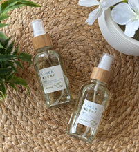 Load image into Gallery viewer, Two linen spray bottles in the Linen & Leaf scent from the Classic Collection.