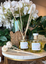 Load image into Gallery viewer, Reed Diffuser with floral reeds from the Spring and Summer Scent Collection in Summertime @ Little Spokane River scent.