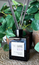 Load image into Gallery viewer, Wood Reed Diffuser in black glass container in Lavender Scent