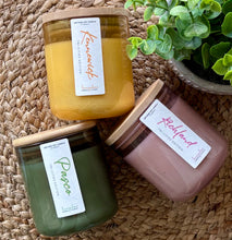 Load image into Gallery viewer, All three candles from the Tri-Cities Spring and Summer Collection are displayed. Shown in colorful, hand-blown bubble glass jars.