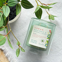 Load image into Gallery viewer, Urban Equinox @ Kendall YardsCandle from the Spring and Summer Collection shown in light green 12 ounce glass jar laying down.