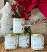 Load image into Gallery viewer, Classic winter and holiday scented candles grouped together.