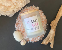 Load image into Gallery viewer, The Cali Glow Scent from the Coastal Collection is shown in the 6 oz size with a frosted glass jar.