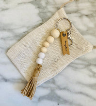 Load image into Gallery viewer, Mango Wood Bead Keychain with Jute Tassel | Colors of Summer