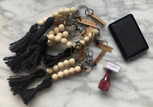 Load image into Gallery viewer, Mango Wood Bead Keychain with Jute Tassel