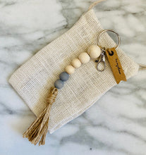 Load image into Gallery viewer, Mango Wood Bead Keychain with Jute Tassel | Colors of Summer