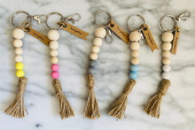 Load image into Gallery viewer, Mango Wood Bead Keychain with Jute Tassel | Colors of Summer