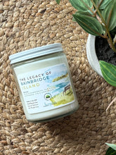 Load image into Gallery viewer, The Legacy of Bainbridge Island soy candle scent in 8oz size clear glass jar with white tin lid - Bungalow Seattle Collection
