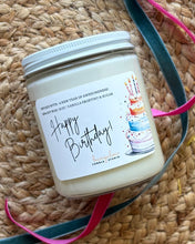 Load image into Gallery viewer, The Happy Birthday soy candle scent from  the Bungalow Celebration Collection in the 8 oz size

