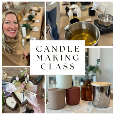 Candle-Making Class graphic showing different aspects of process.
