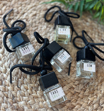All 5 scents of car diffusers from the Kitchen Collection laid out together