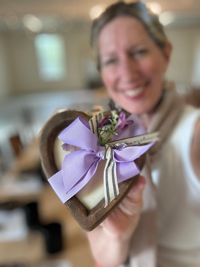 Heart Shaped Wood Dough Bowl Candle | Mother's Day Collection