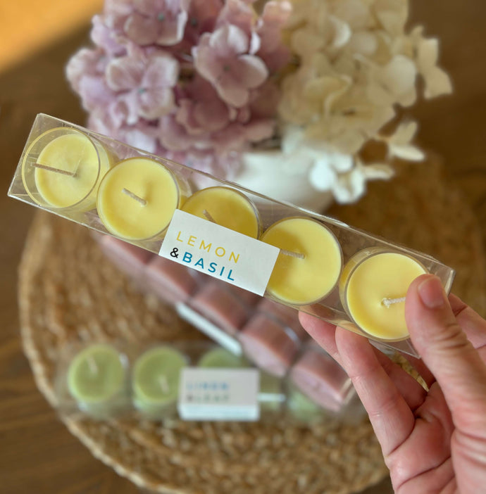 Package of the Lemon & Basil tealights from the Classic Collection.