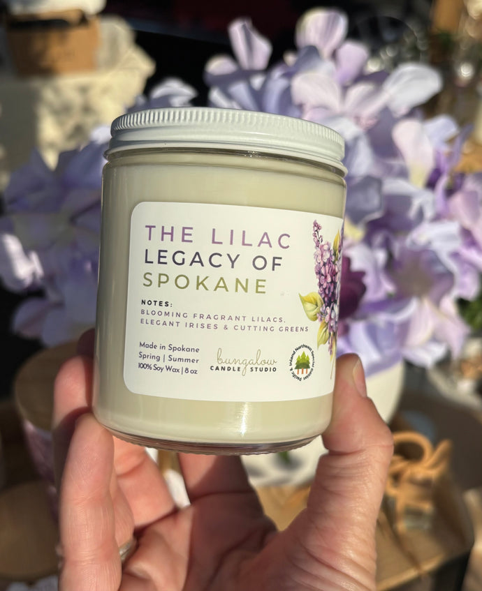Lilac scented soy wax candle  in the 8oz glass jar.