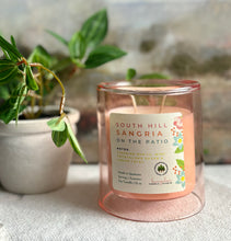 Load image into Gallery viewer, South Hill Sangria Candle from the Spring and Summer Collection shown in a single upright pink 12 ounce double glass jar.
