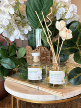 Load image into Gallery viewer, Reed Diffuser with floral reeds from the Spring and Summer Scent Collection in Spokanite Greenhouse Goddess scent.
