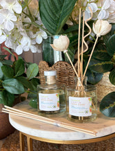 Load image into Gallery viewer, Reed Diffuser with floral reeds from the Spring and Summer Scent Collection in Summer Light in Deer Park scent.
