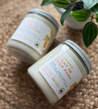 Load image into Gallery viewer, Summer Light in Deer Park Candle from Bungalow&#39;s Spring and Summer Collection, two shown side by side in classic glass 8 oz jar.
