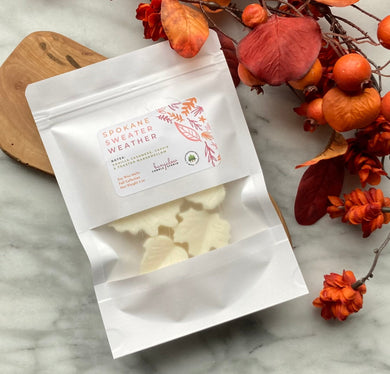Wax Melts package in Bungalow's signature scent, Spokane Sweater Weather.