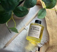 Load image into Gallery viewer, The Tobacco &amp; Woods scent in a reed diffuser from the Cascade Collection.
