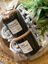 Load image into Gallery viewer, Two soy 4oz candle giftset including the scents Tobacco &amp; Woods and Cedar &amp; Forest made by Bungalow Candle Studio
