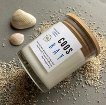 Load image into Gallery viewer, Side view of the Coos Bay 6oz candle from the Oregon Coast Collection.
