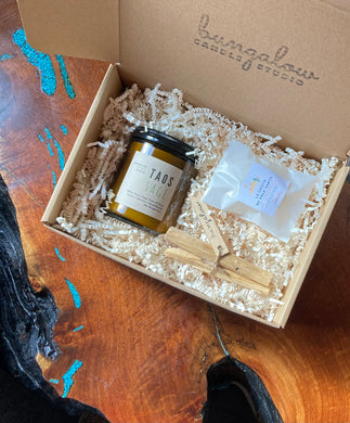 Gift set in box with Taos Sage and Palo Santo Burn Sticks 