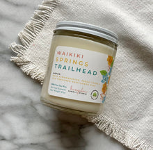 Load image into Gallery viewer, Waikiki Springs Trailhead Candle from Bungalow&#39;s Spring and Summer Collection shown in classic glass 8 oz jar.
